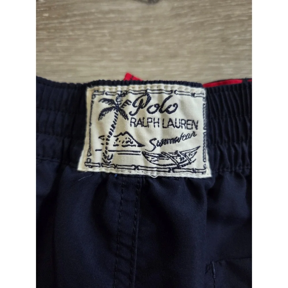 Polo Ralph Lauren Boys Navy Blue Embroidered Big Pony Swim Trunks Medium 10-12